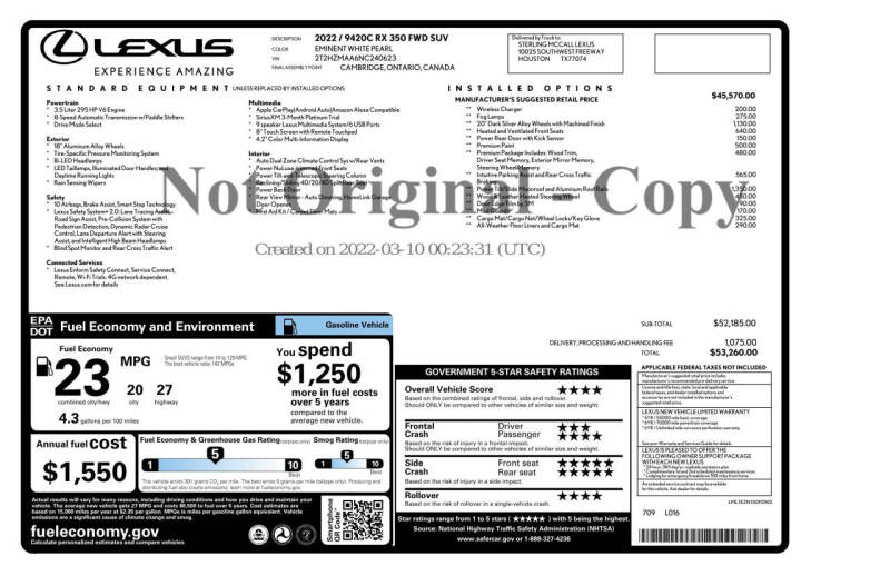 2022 Lexus RX 350