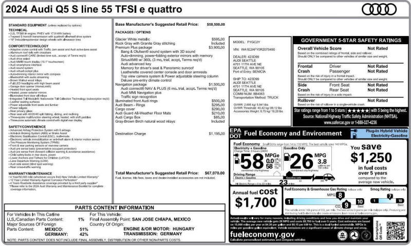 2024 Audi Q5 e quattro S line Prem Pl 55 TFSI