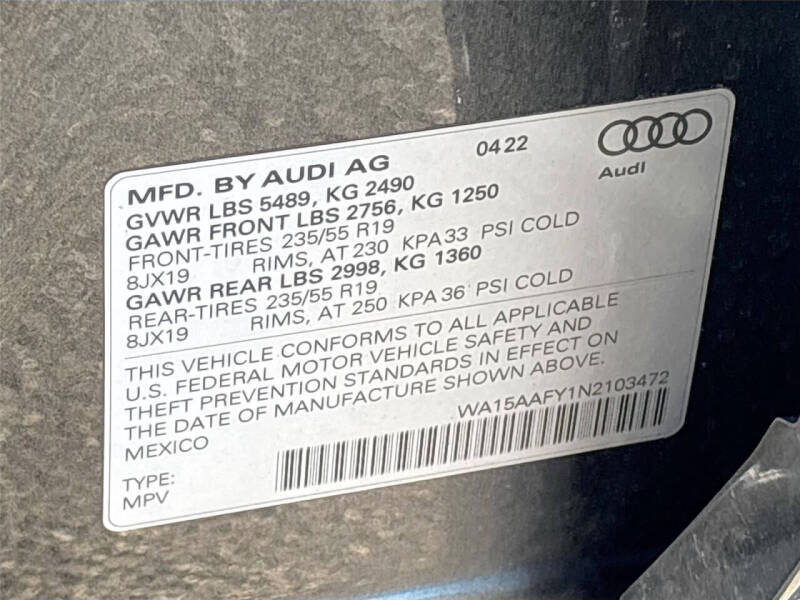 2022 Audi Q5 Sportback quattro S line Prem Plus 45 TFSI