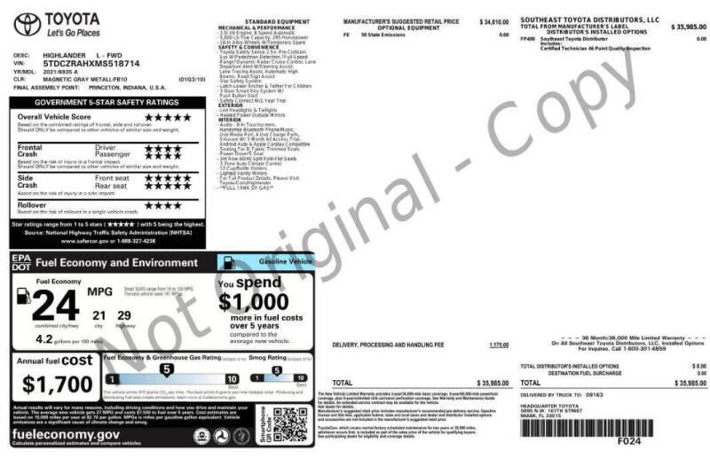 2021 Toyota Highlander L