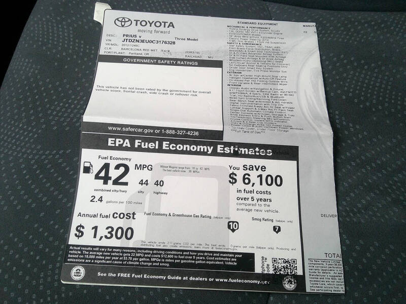 2012 Toyota Prius v Three