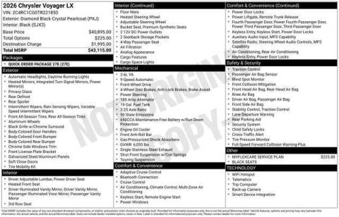 2026 Chrysler Voyager LX