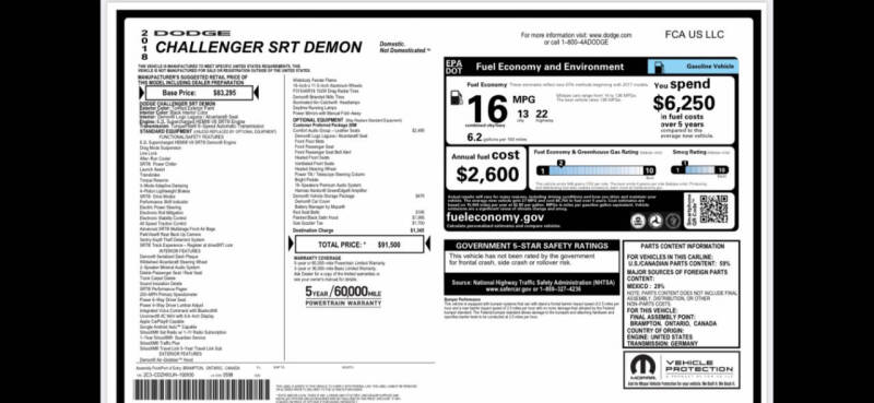 2018 Dodge Challenger SRT Demon