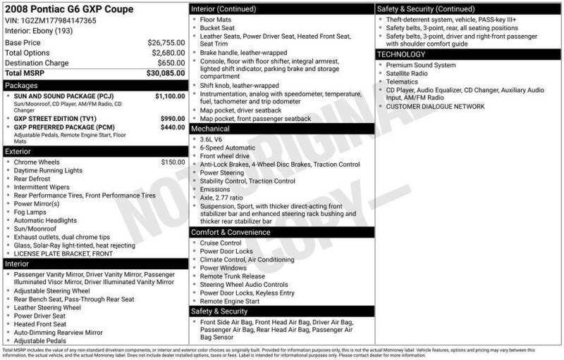 2008 Pontiac G6 GXP