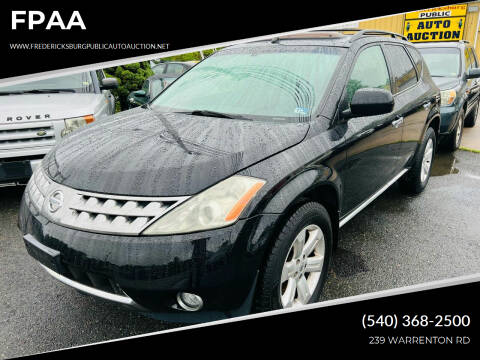 2006 Nissan Murano for sale at FPAA in Fredericksburg VA