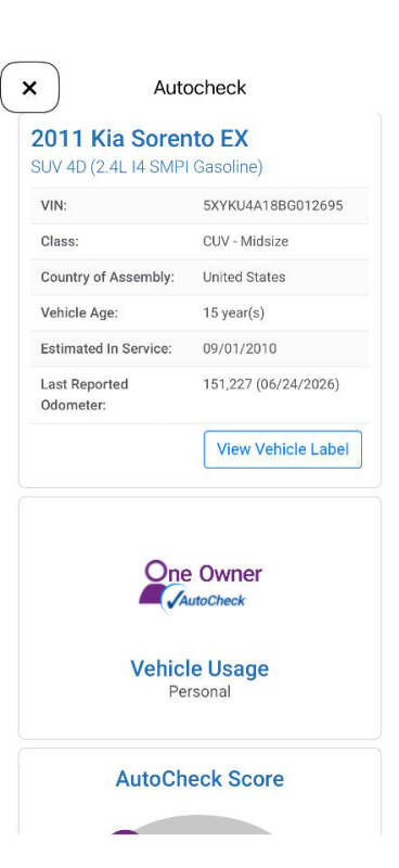 2011 Kia Sorento EX