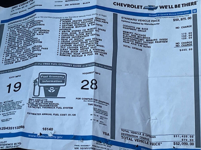 2003 Chevrolet Corvette Z06