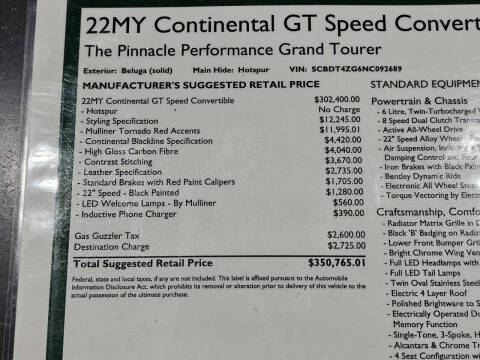 2022 Bentley Continental GTC Speed