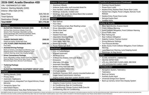 2026 GMC Acadia Elevation