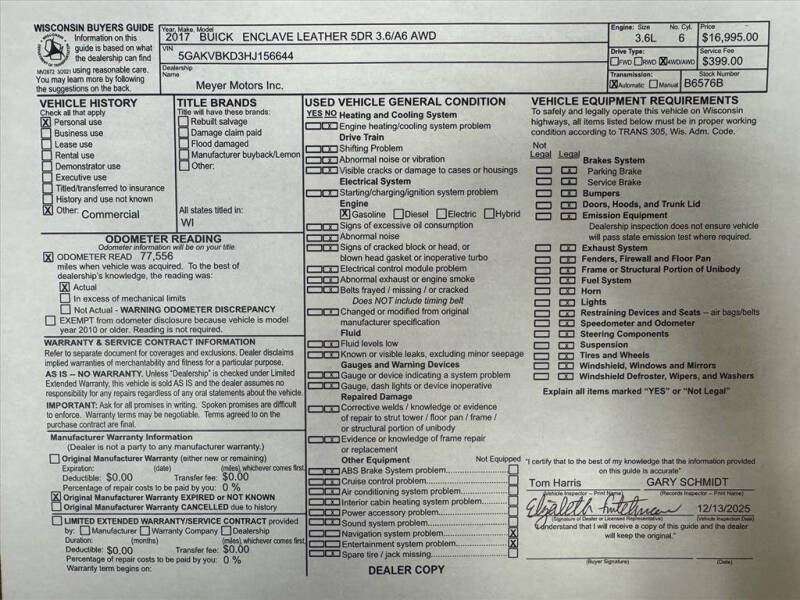 2017 Buick Enclave Leather