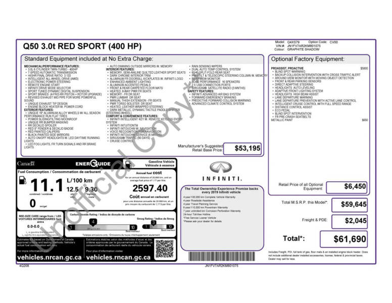 2019 Infiniti Q50 Red Sport 400