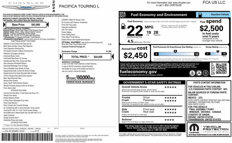 2024 Chrysler Pacifica Touring L