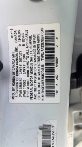 2019 Honda Civic Si w/Summer Tires