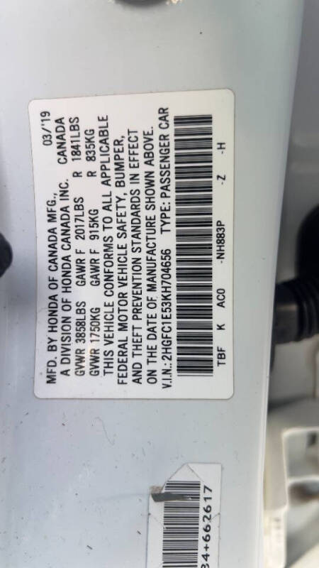 2019 Honda Civic Si w/Summer Tires