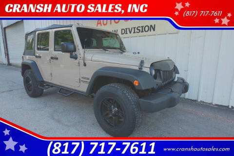 2016 Jeep Wrangler Unlimited for sale at CRANSH AUTO SALES, INC in Arlington TX