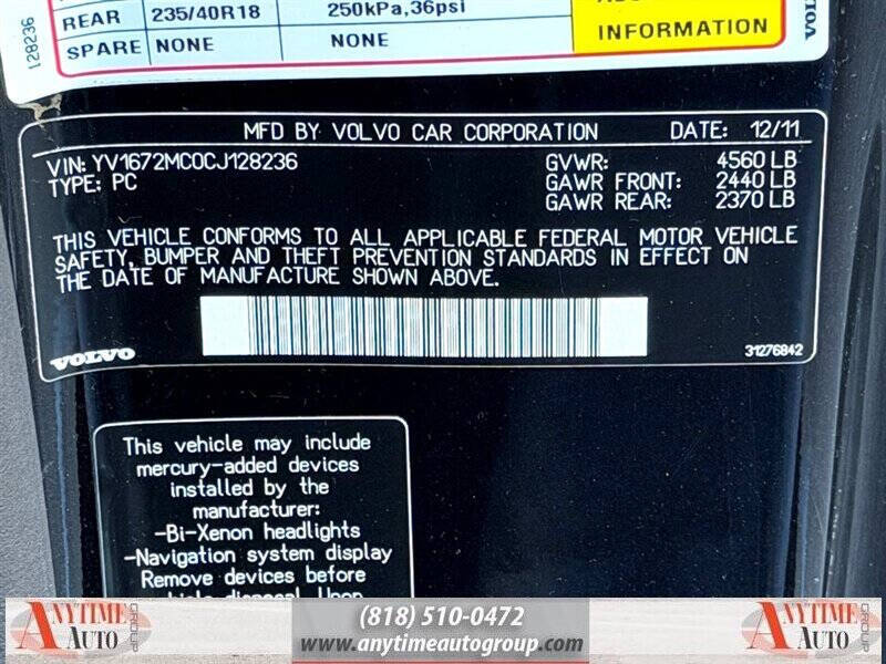 2012 Volvo C70 T5 Platinum