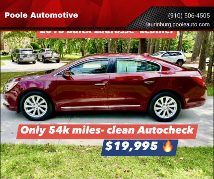 2016 Buick LaCrosse for sale at Poole Automotive in Laurinburg NC