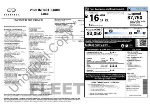 2020 Infiniti QX80 Luxe