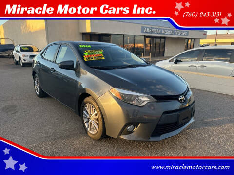 2014 Toyota Corolla for sale at Miracle Motor Cars Inc. in Victorville CA