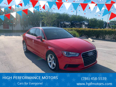 2015 Audi A3 for sale at HIGH PERFORMANCE MOTORS in Hollywood FL