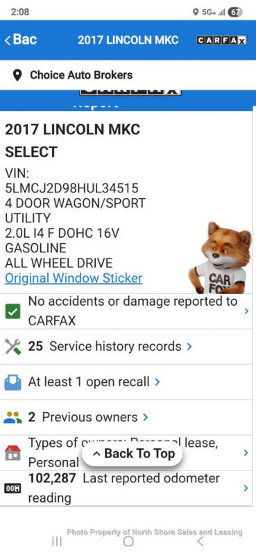 2017 Lincoln MKC Select