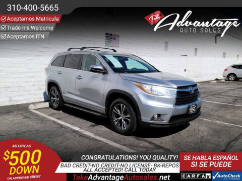 2016 Toyota Highlander for sale at ADVANTAGE AUTO SALES INC in Bell CA