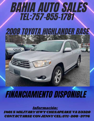 2008 Toyota Highlander for sale at Bahia Auto Sales in Chesapeake VA