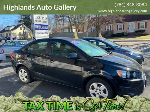 2015 Chevrolet Sonic for sale at Highlands Auto Gallery in Braintree MA
