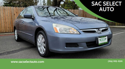 2007 Honda Accord for sale at SAC SELECT AUTO in Sacramento CA