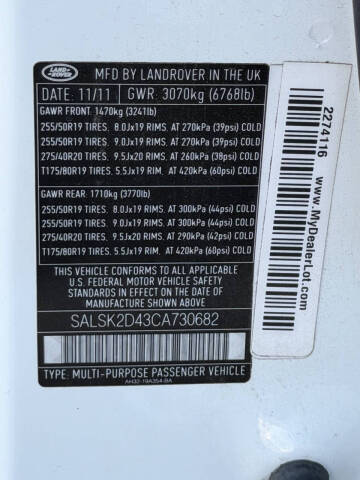 2012 Land Rover Range Rover Sport HSE LUX