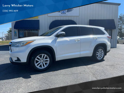 2015 Toyota Highlander for sale at Larry Whicker Motors in Kernersville NC