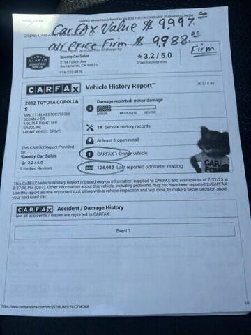 2012 Toyota Corolla S