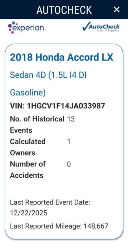 2018 Honda Accord LX