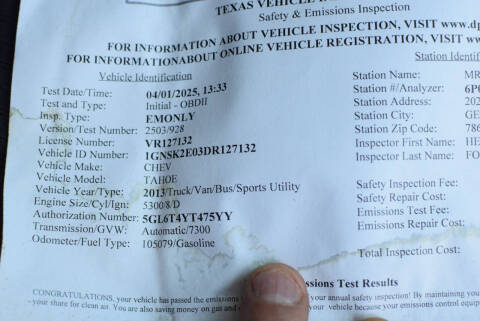 2013 Chevrolet Tahoe Special Service