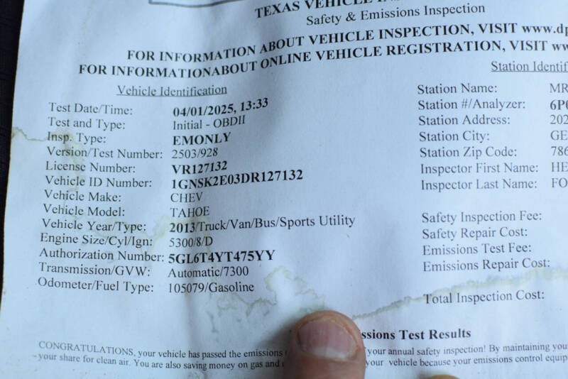 2013 Chevrolet Tahoe Special Service