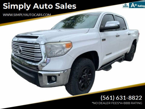 2015 Toyota Tundra for sale at Simply Auto Sales in Palm Beach Gardens FL