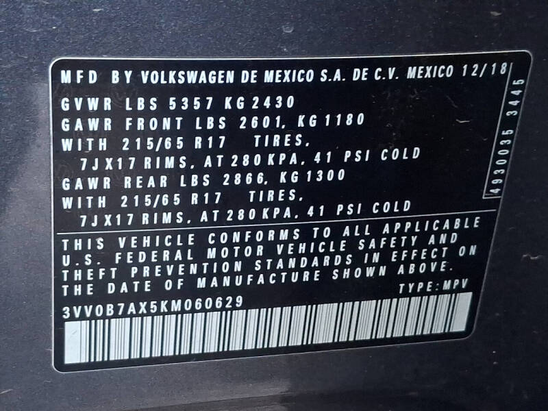 2019 Volkswagen Tiguan S 4Motion