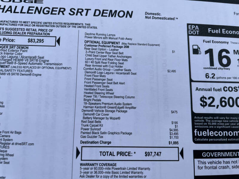 2018 Dodge Challenger SRT Demon