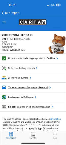 2002 Toyota Sienna LE