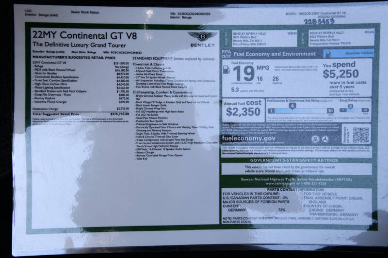 2022 Bentley Continental GT V8
