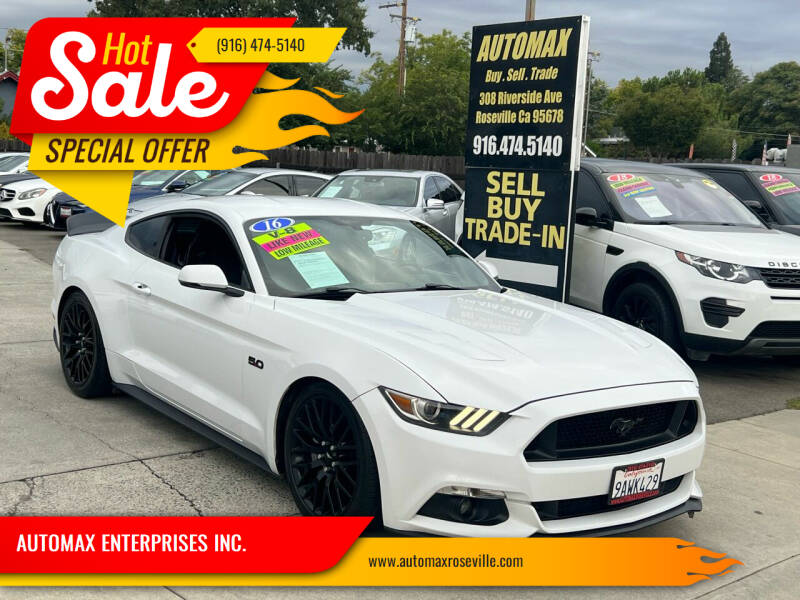 2016 Ford Mustang for sale at AUTOMAX ENTERPRISES INC. in Roseville CA