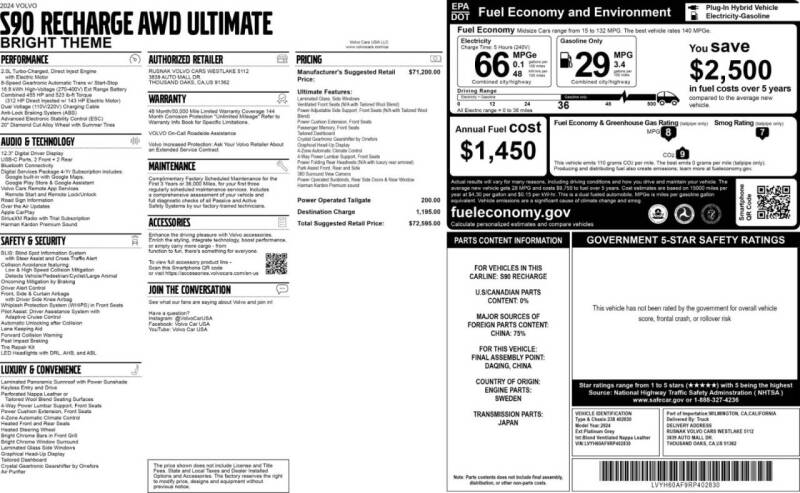 2024 Volvo S90 Recharge T8 Ultimate