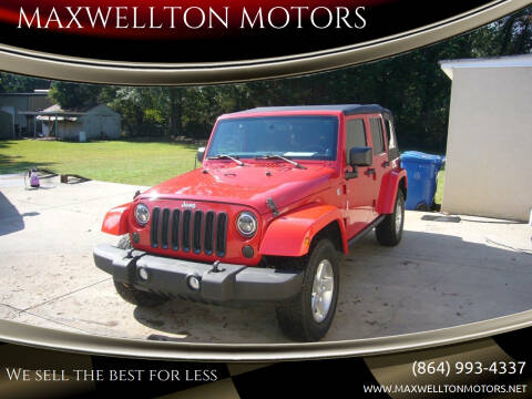 2014 Jeep Wrangler Unlimited for sale at MAXWELLTON MOTORS in Greenwood SC