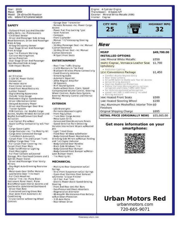 2019 BMW Z4 sDrive 30i