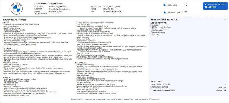 2006 BMW 7 Series 750Li