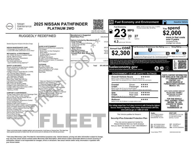 2025 Nissan Pathfinder Platinum