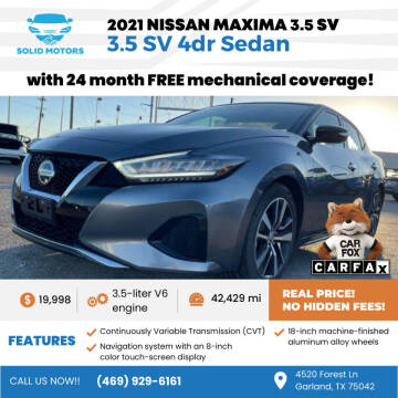 2021 Nissan Maxima for sale at SOLID MOTORS LLC in Garland TX