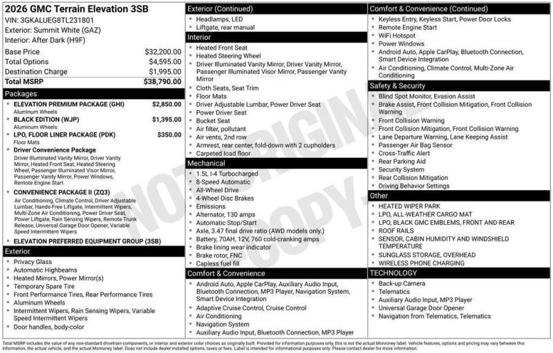 2026 GMC Terrain Elevation