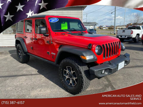 2018 Jeep Wrangler Unlimited for sale at AMERICAN AUTO SALES AND SERVICE in Marshfield WI
