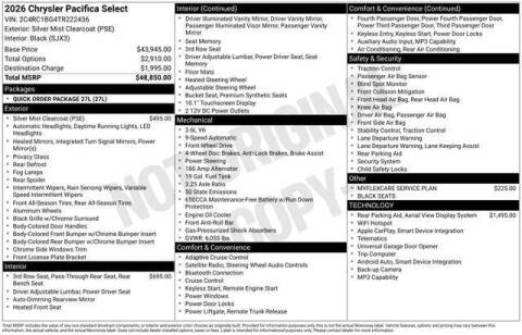 2026 Chrysler Pacifica Select